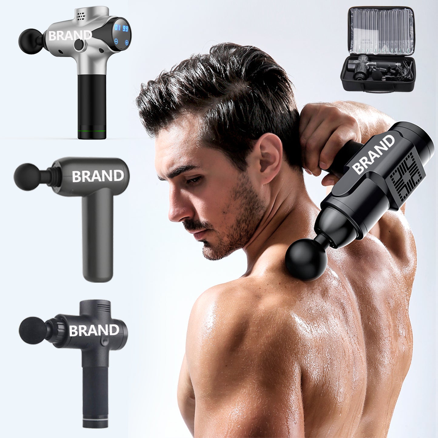 Best Therapy Massage Guns Relief Muscle Massager Pain 3 Gears 4 Heads With Bag