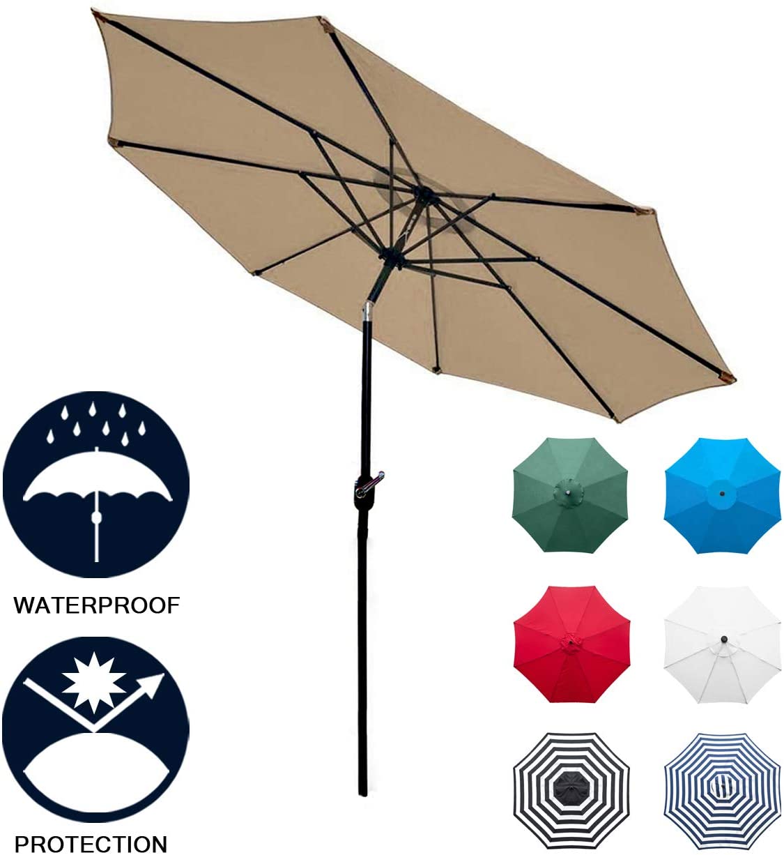 Kepeak 6 Colors 8 Sturdy Ribs Outdoor Umbrella - KEPEAK-Pro