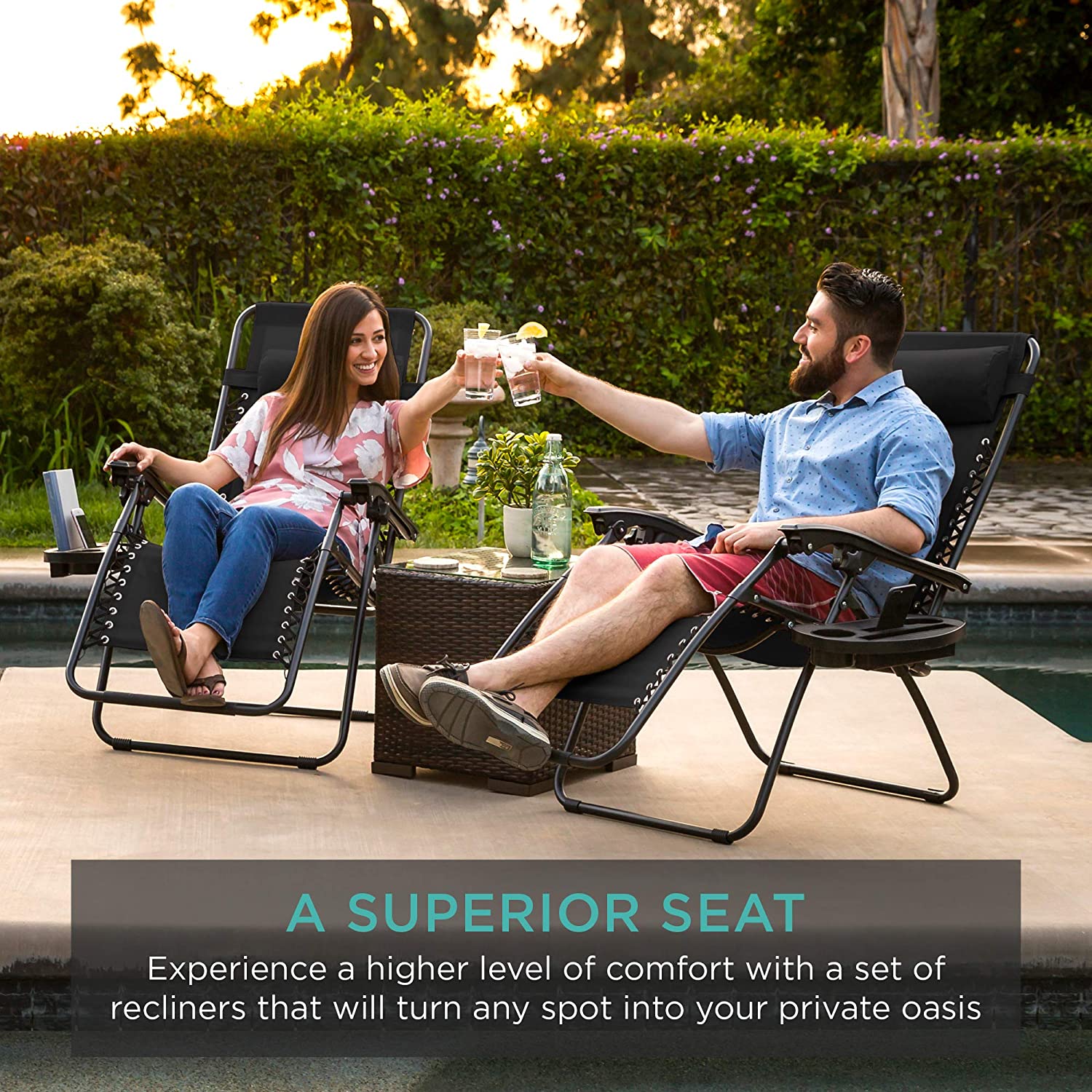 Kepeak Set of 2 Adjustable Zero Gravity Lounge Chair - KEPEAK-Pro