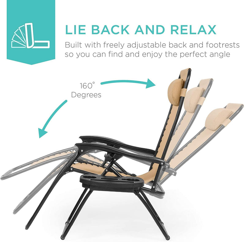 Kepeak Set of 2 Adjustable Zero Gravity Lounge Chair