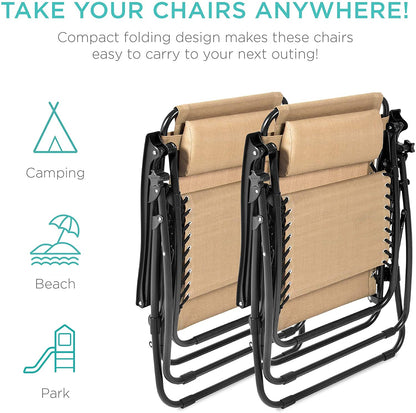 Kepeak Set of 2 Adjustable Zero Gravity Lounge Chair - KEPEAK-Pro