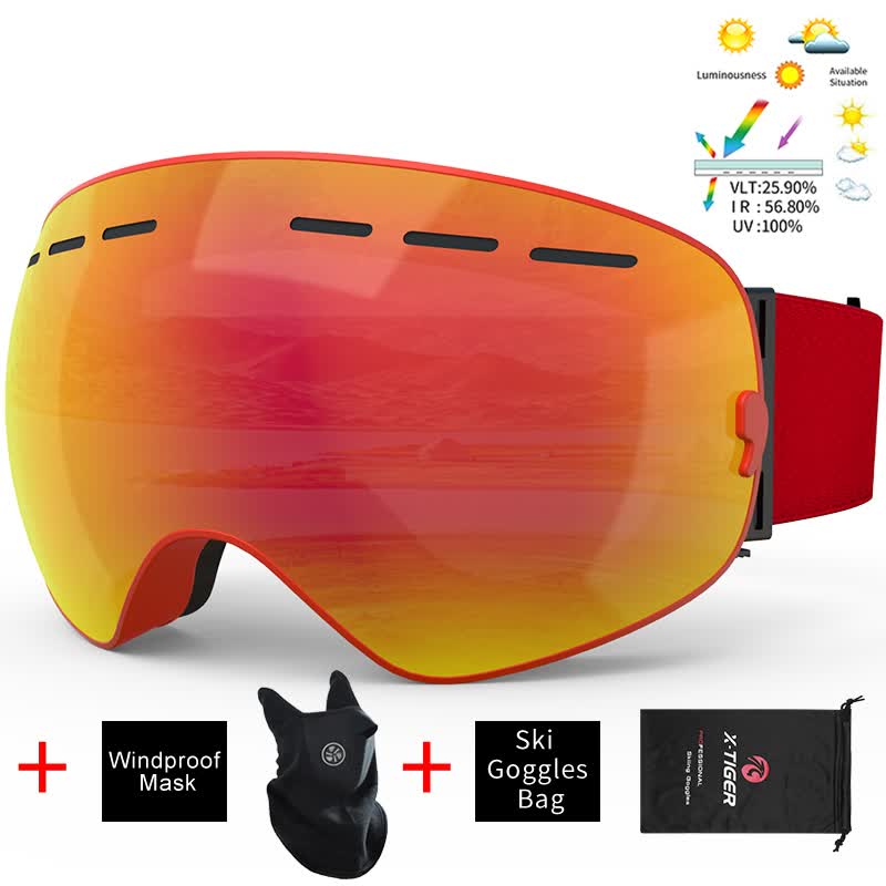 Ski Goggles Unisex Ski Glasses Double Layers UV400 Anti-Fog Big Ski Mask Glasses Skiing Snow Snowboard Goggles