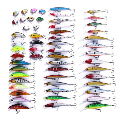 Kepeak ,  Popper Rattlin Saltwater Fishing Bait Kits with High Carbon Steel Treble Hook Tackle Kits - 56pcs - KEPEAK-Pro