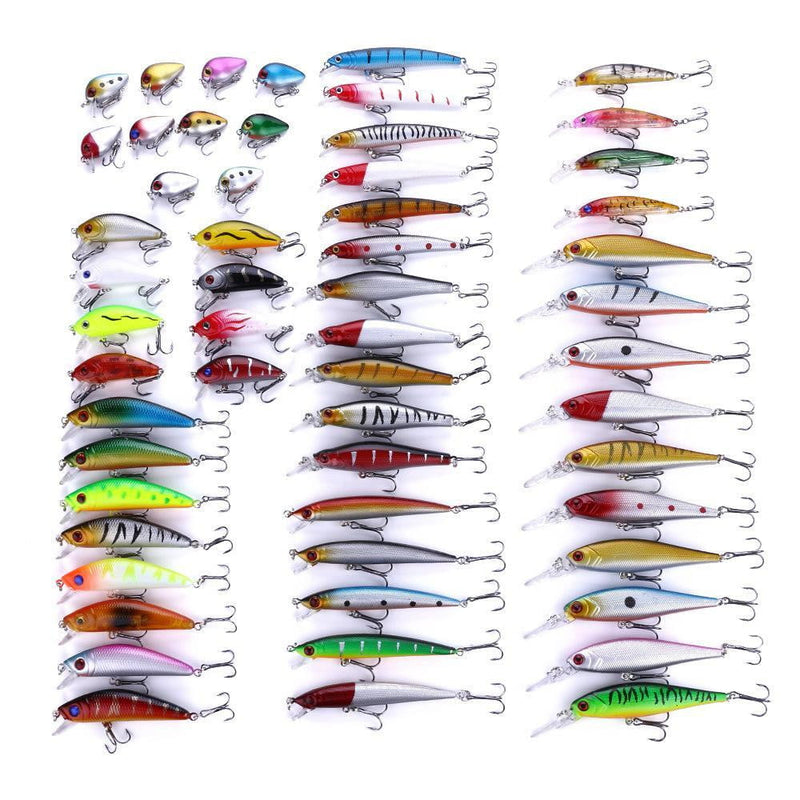 Kepeak ,  Popper Rattlin Saltwater Fishing Bait Kits with High Carbon Steel Treble Hook Tackle Kits - 56pcs