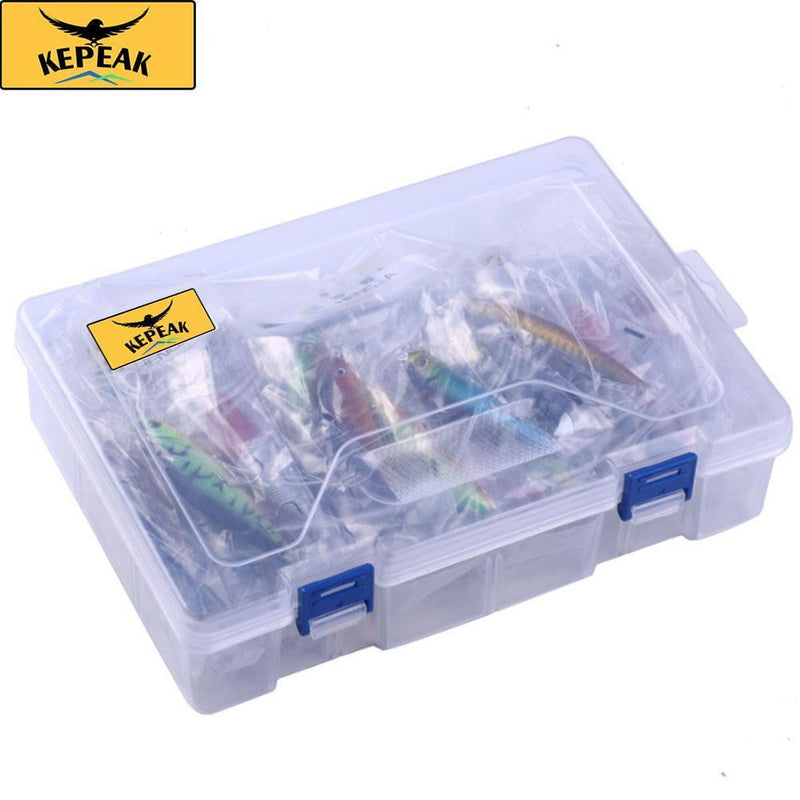 Kepeak ,  Popper Rattlin Saltwater Fishing Bait Kits with High Carbon Steel Treble Hook Tackle Kits - 56pcs