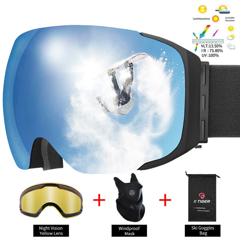 Ski Goggles Unisex Ski Glasses Double Layers UV400 Anti-Fog Big Ski Mask Glasses Skiing Snow Snowboard Goggles