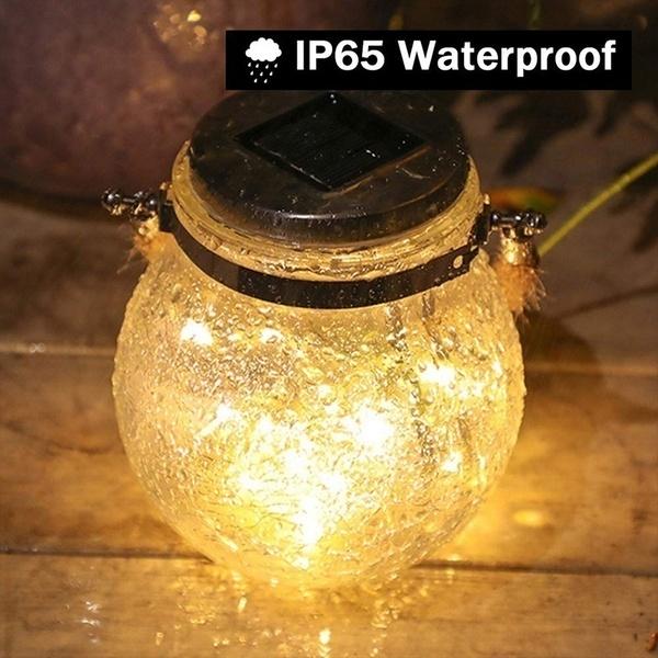 Kepeak 2pcs 30pcs LED String Cracked Glass Ball Solar Hanging Can Light