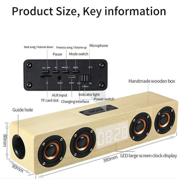 Kepeak  Supports TF FM Wooden Wireless Bluetooth Speaker