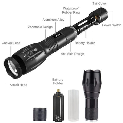KEPEAK LED Flashlight, 5 Modes Tactical Flashlight, IPX5 Water Resistant, High Lumen, Zoomable Flashlight for Camping, Outdoor, Hiking, Emergency
