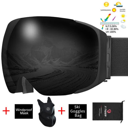Ski Goggles Magnetic Double Layer Lens UV Protection Snowboard Snow Eyewear Men Women Outdoor Winter Sports Ski Glasses - KEPEAK-Pro
