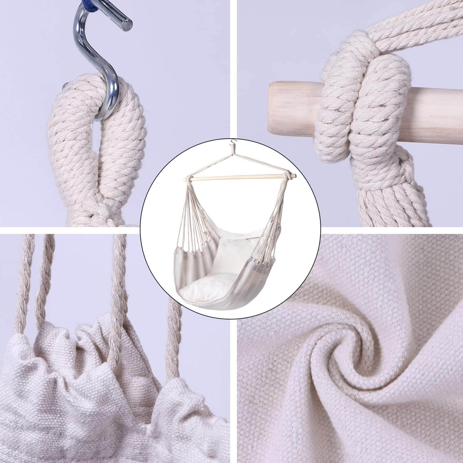 Kepeak Beige 320 Lbs-2 Cushion Bag Hammock - KEPEAK-Pro