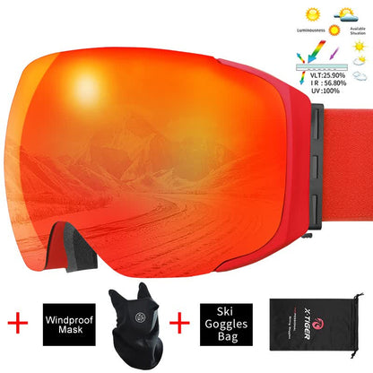 Ski Goggles Magnetic Double Layer Lens UV Protection Snowboard Snow Eyewear Men Women Outdoor Winter Sports Ski Glasses - KEPEAK-Pro